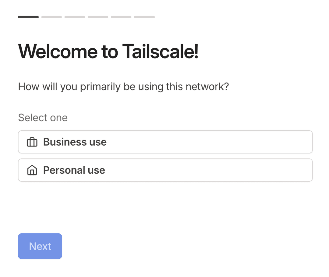 Choosing use case for tailnet creation.