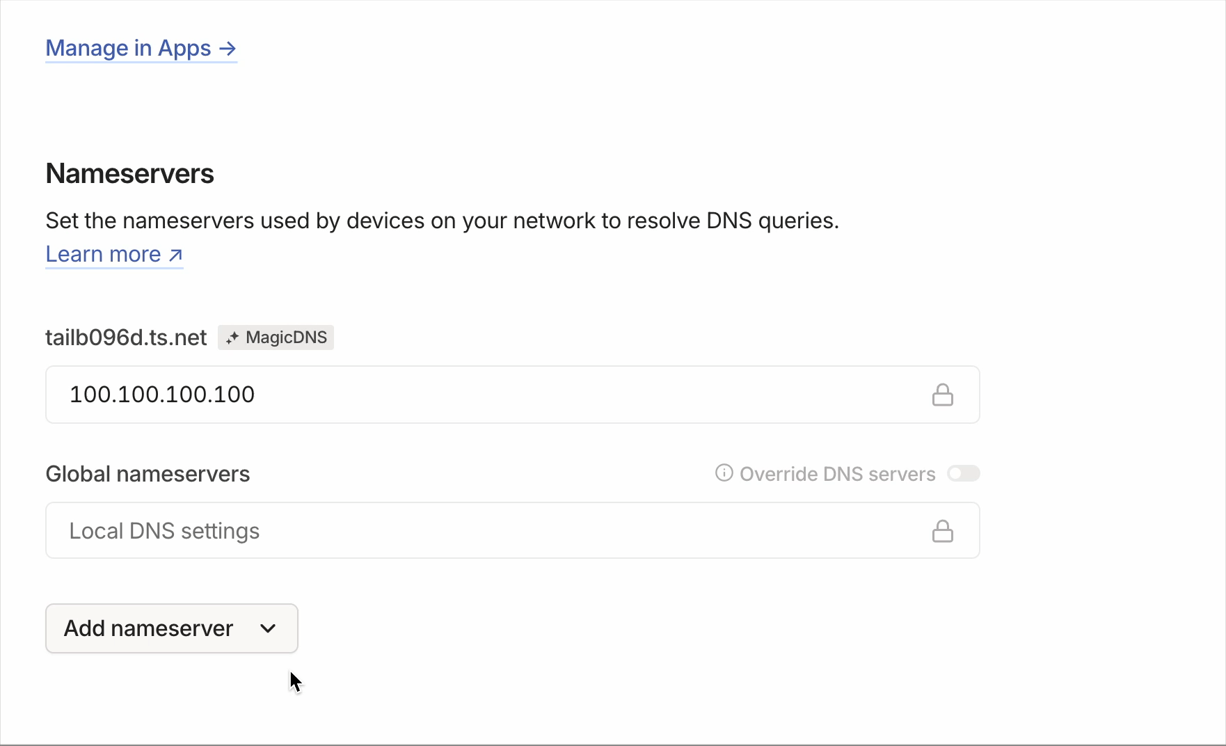 Configure a custom DNS server in the admin console.