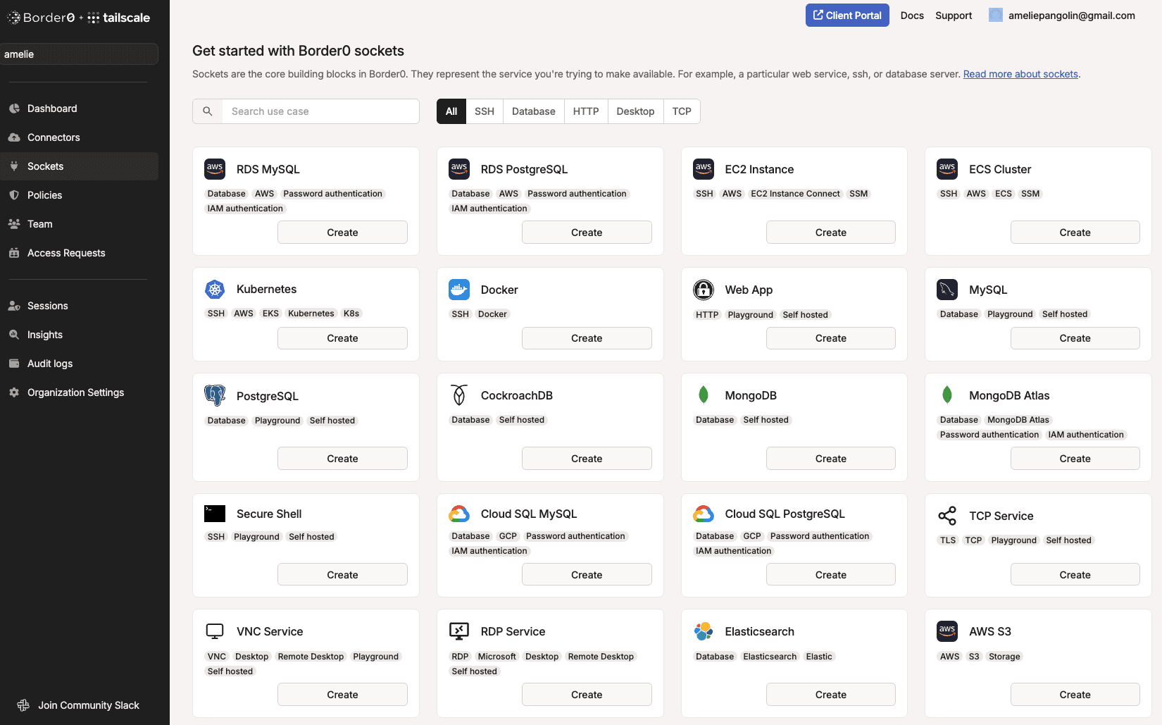 Sockets are the core building blocks in Border0